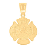 14kt Yellow Gold Mens Fire Department Badge Occupational Charm Pendant